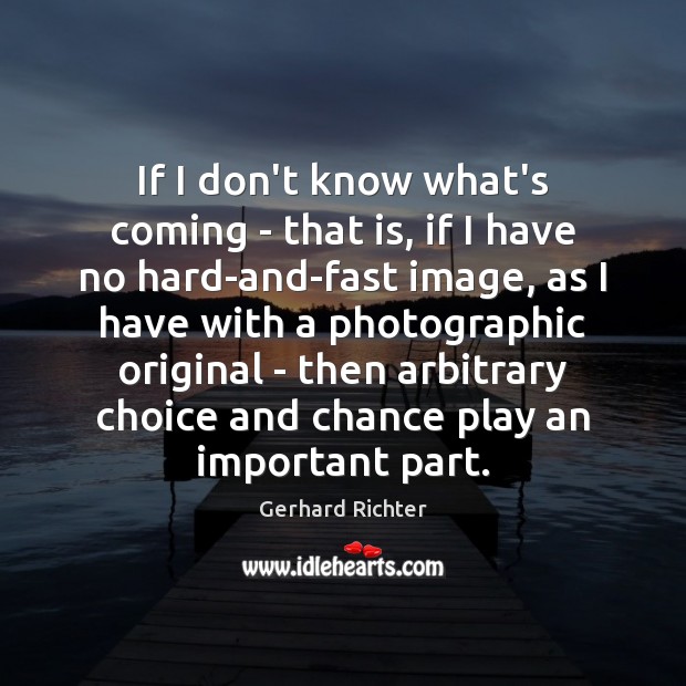 If I don’t know what’s coming – that is, if I have Gerhard Richter Picture Quote