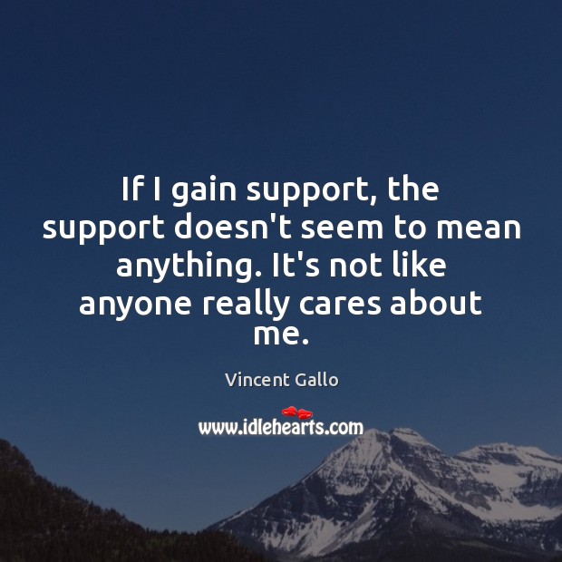If I gain support, the support doesn’t seem to mean anything. It’s Vincent Gallo Picture Quote