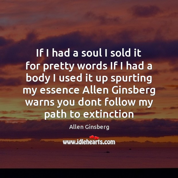 If I had a soul I sold it for pretty words If Allen Ginsberg Picture Quote