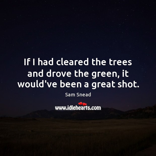 If I had cleared the trees and drove the green, it would’ve been a great shot. Sam Snead Picture Quote