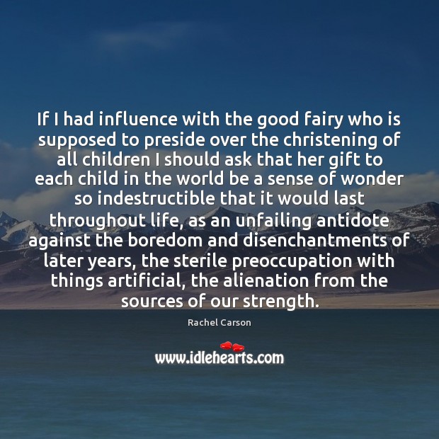 If I had influence with the good fairy who is supposed to Rachel Carson Picture Quote