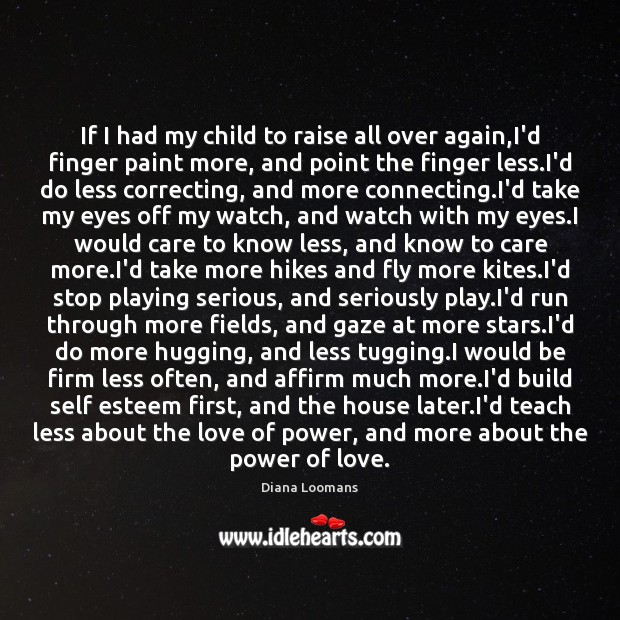 If I had my child to raise all over again,I’d finger Diana Loomans Picture Quote