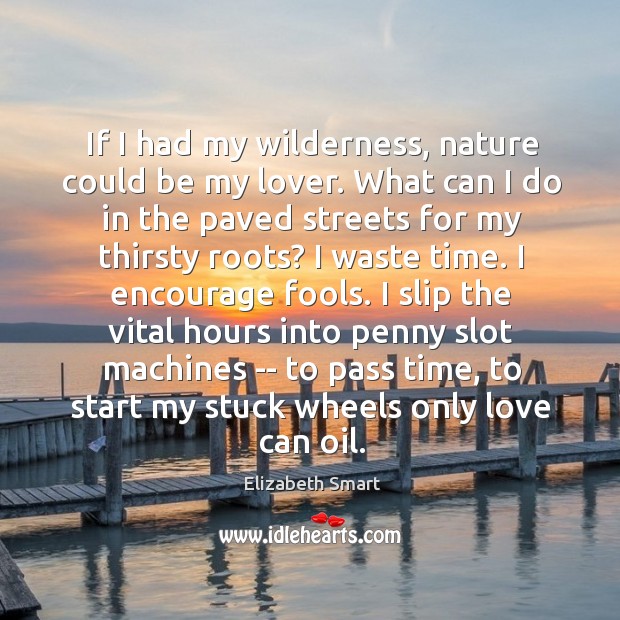 If I had my wilderness, nature could be my lover. What can Elizabeth Smart Picture Quote