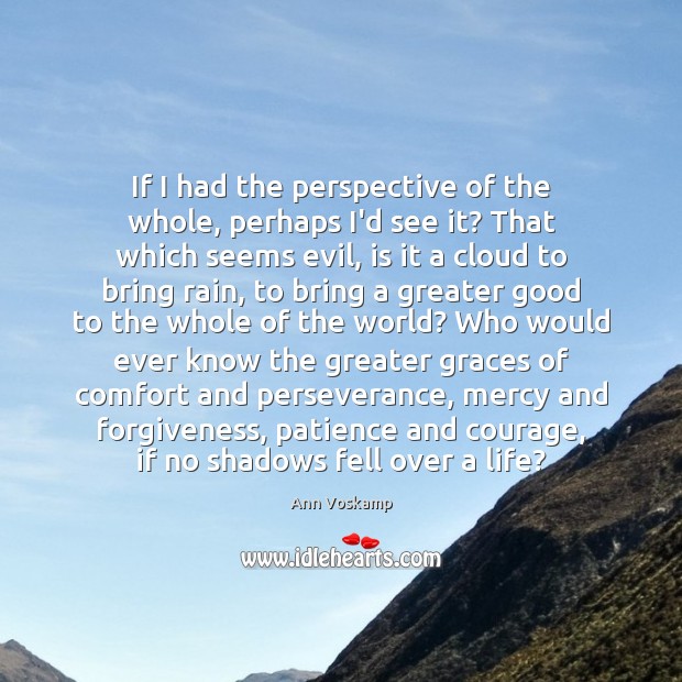 If I had the perspective of the whole, perhaps I’d see it? Ann Voskamp Picture Quote