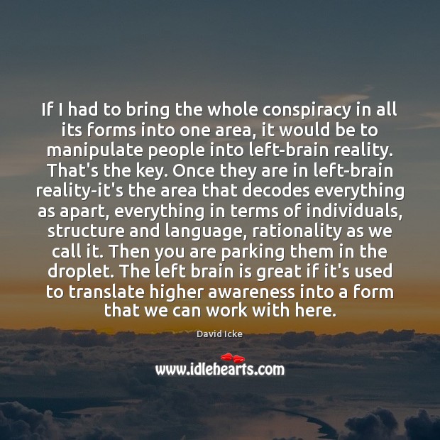 If I had to bring the whole conspiracy in all its forms David Icke Picture Quote