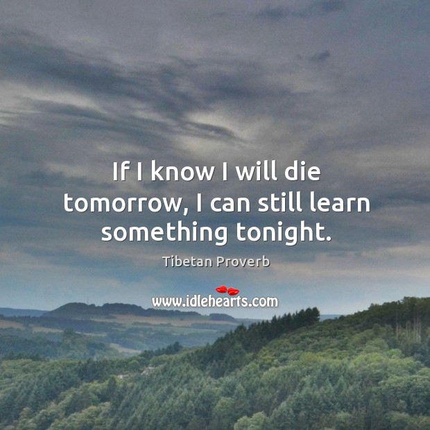 If I know I will die tomorrow, I can still learn something tonight. Tibetan Proverbs Image