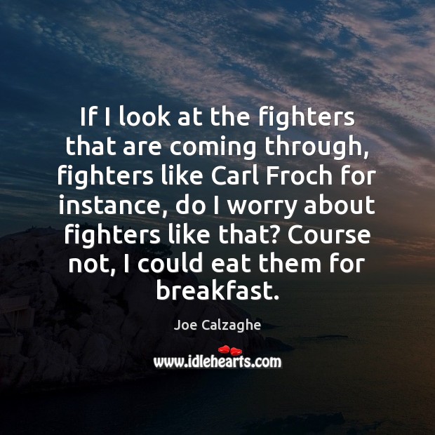 If I look at the fighters that are coming through, fighters like Joe Calzaghe Picture Quote