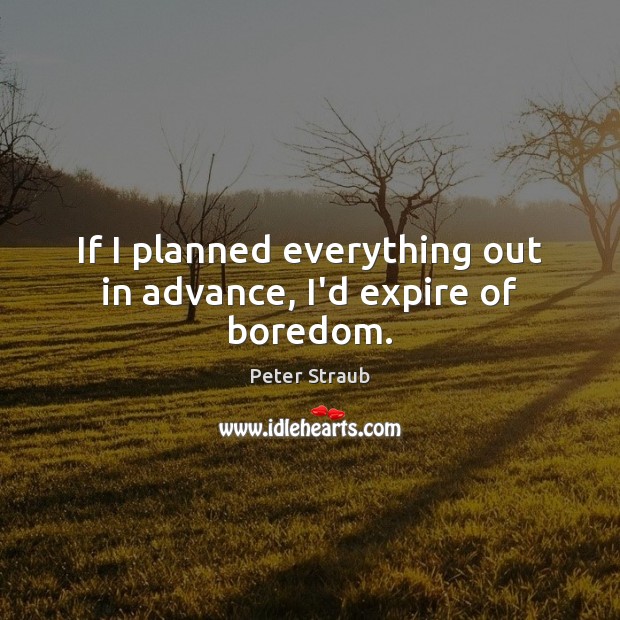 If I planned everything out in advance, I’d expire of boredom. Image