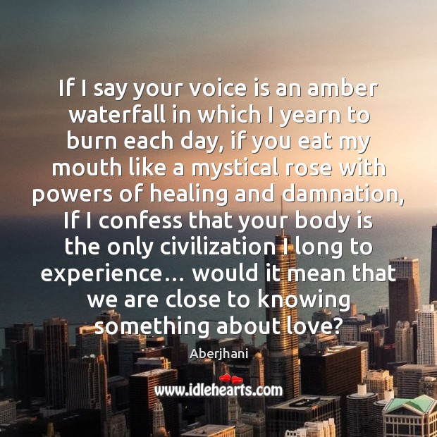 If I say your voice is an amber waterfall in which I 