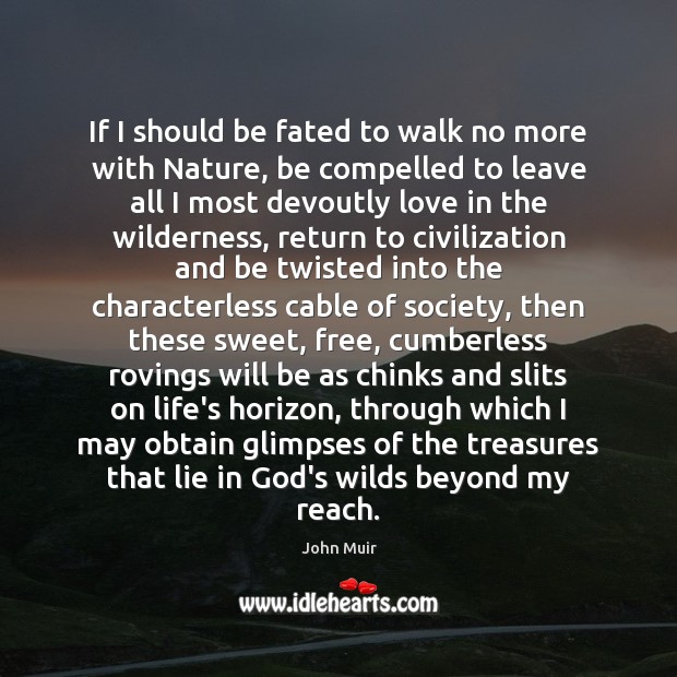 If I should be fated to walk no more with Nature, be John Muir Picture Quote