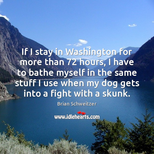 If I stay in Washington for more than 72 hours, I have to Brian Schweitzer Picture Quote