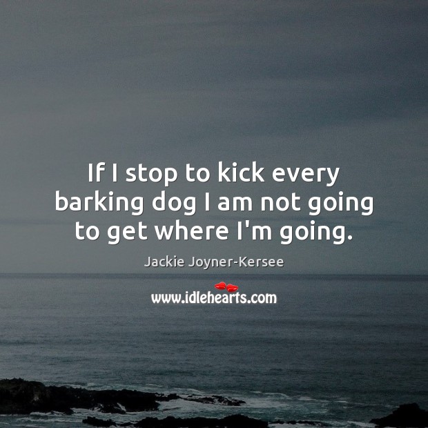 If I stop to kick every barking dog I am not going to get where I’m going. Image