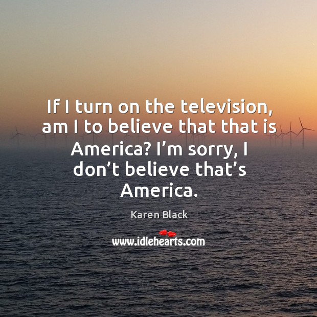 If I turn on the television, am I to believe that that is america? I’m sorry, I don’t believe that’s america. Image