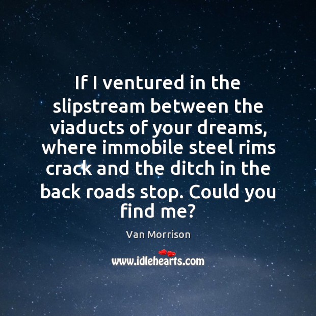 If I ventured in the slipstream between the viaducts of your dreams, Van Morrison Picture Quote