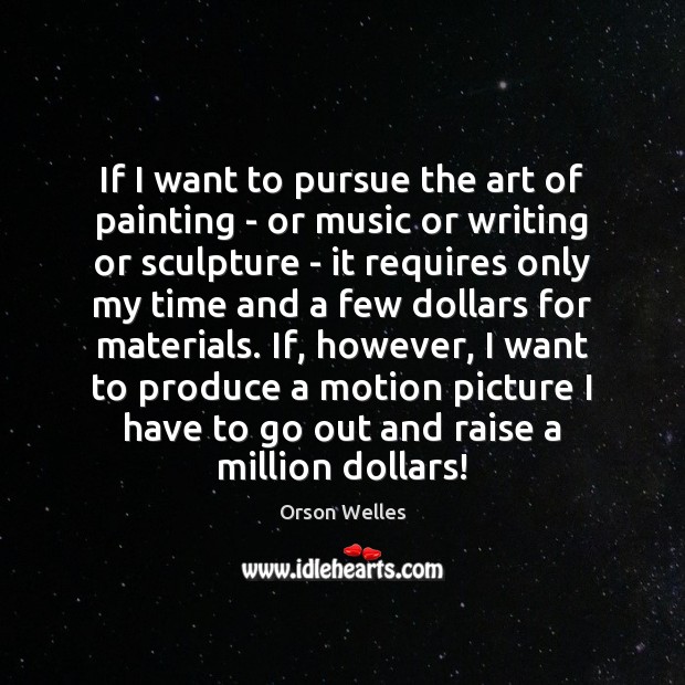 If I want to pursue the art of painting – or music Orson Welles Picture Quote