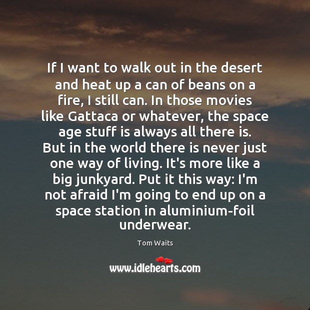 If I want to walk out in the desert and heat up Tom Waits Picture Quote