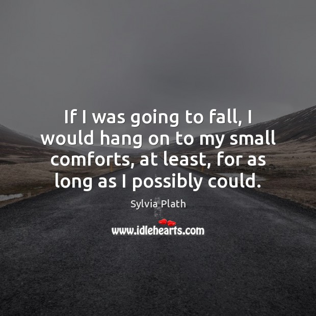 If I was going to fall, I would hang on to my Sylvia Plath Picture Quote