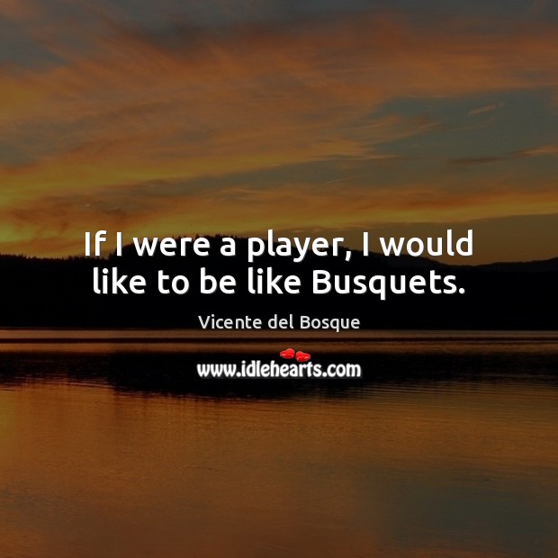 If I were a player, I would like to be like Busquets. Vicente del Bosque Picture Quote