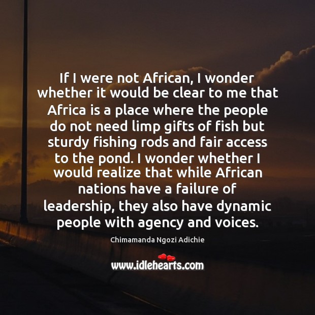 If I were not African, I wonder whether it would be clear Chimamanda Ngozi Adichie Picture Quote