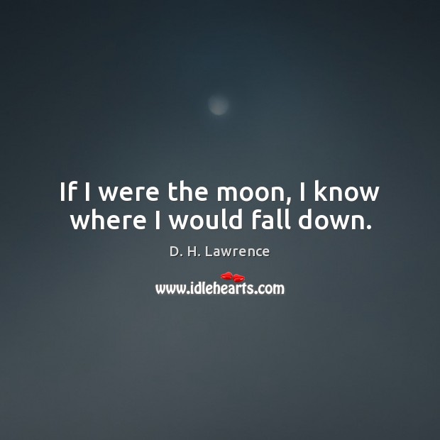 If I were the moon, I know where I would fall down. D. H. Lawrence Picture Quote