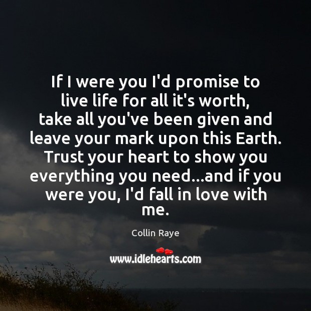 If I were you I’d promise to live life for all it’s Promise Quotes Image
