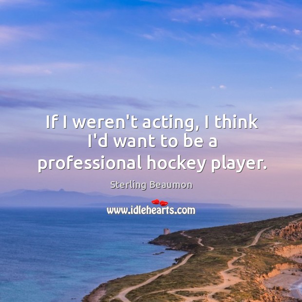 If I weren’t acting, I think I’d want to be a professional hockey player. Sterling Beaumon Picture Quote