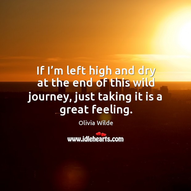 If I’m left high and dry at the end of this wild journey, just taking it is a great feeling. Olivia Wilde Picture Quote