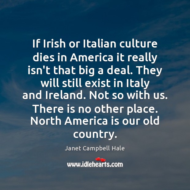If Irish or Italian culture dies in America it really isn’t that Image