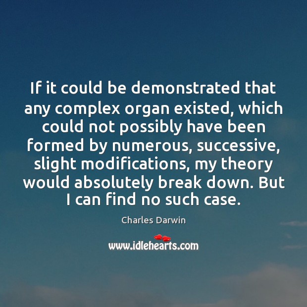 If it could be demonstrated that any complex organ existed, which could Charles Darwin Picture Quote