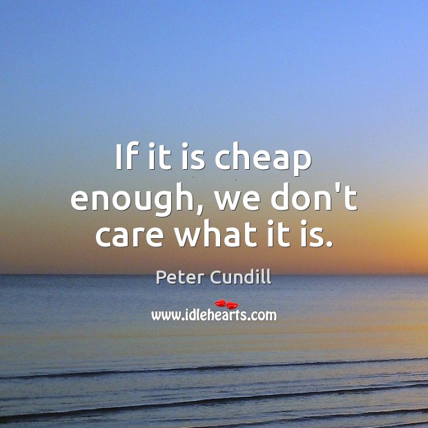 If it is cheap enough, we don’t care what it is. Peter Cundill Picture Quote
