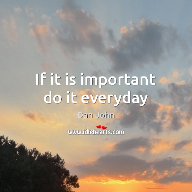 If it is important do it everyday Dan John Picture Quote