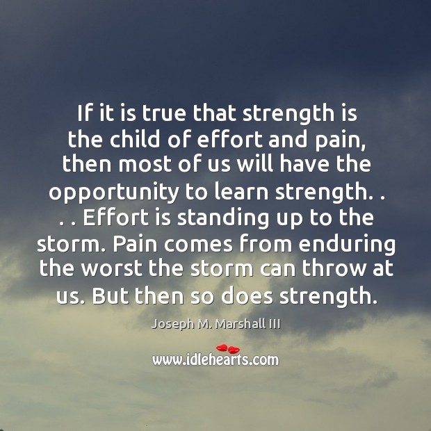 If it is true that strength is the child of effort and Joseph M. Marshall III Picture Quote