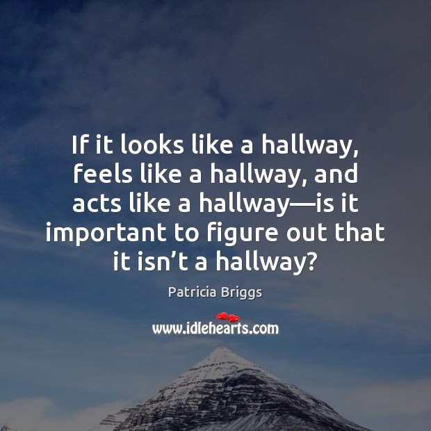 If it looks like a hallway, feels like a hallway, and acts Patricia Briggs Picture Quote