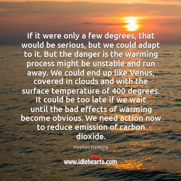 If it were only a few degrees, that would be serious, but Stephen Hawking Picture Quote