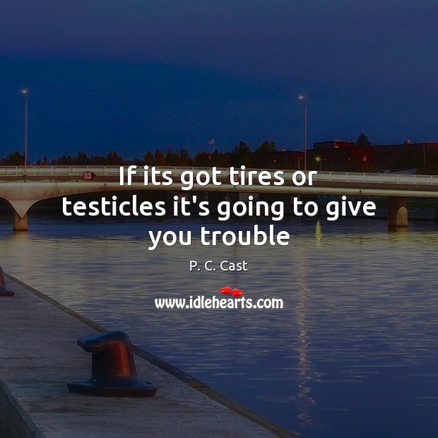 If its got tires or testicles it’s going to give you trouble P. C. Cast Picture Quote