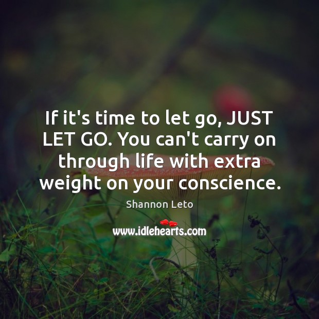 If it’s time to let go, JUST LET GO. You can’t carry Shannon Leto Picture Quote