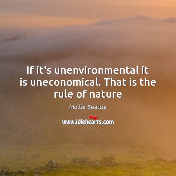 If it’s unenvironmental it is uneconomical. That is the rule of nature Mollie Beattie Picture Quote