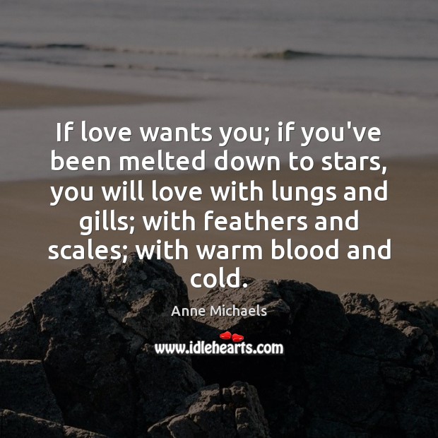 If love wants you; if you’ve been melted down to stars, you Anne Michaels Picture Quote