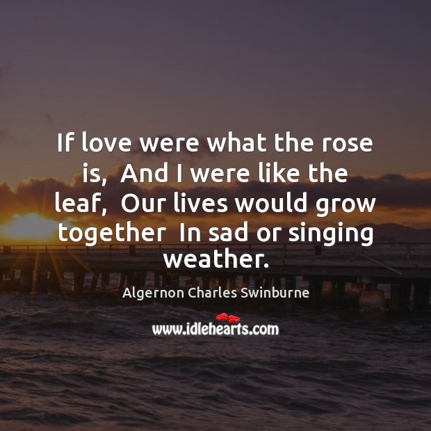 If love were what the rose is,  And I were like the Algernon Charles Swinburne Picture Quote