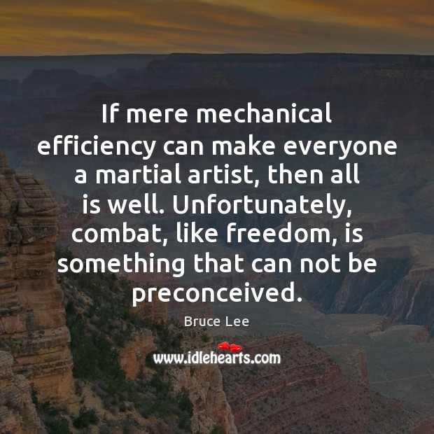 If mere mechanical efficiency can make everyone a martial artist, then all 