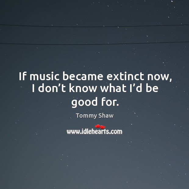 If music became extinct now, I don’t know what I’d be good for. Image