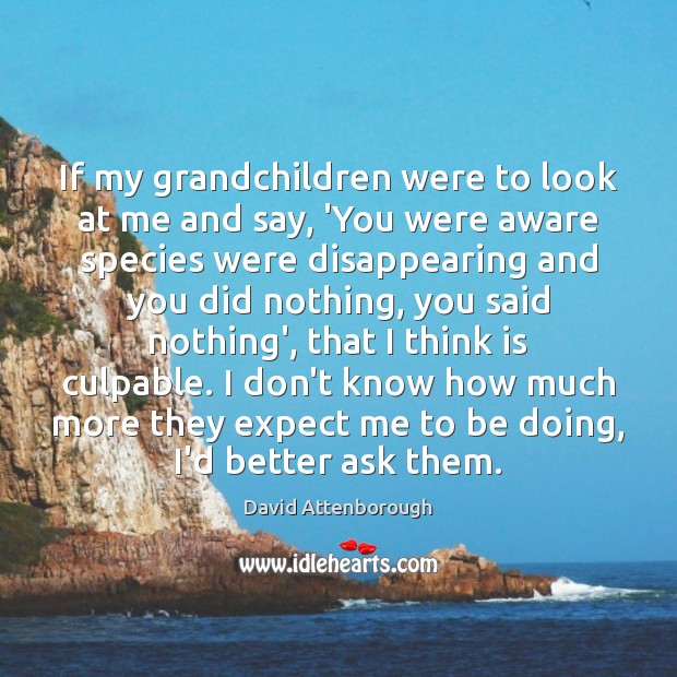 If my grandchildren were to look at me and say, ‘You were David Attenborough Picture Quote