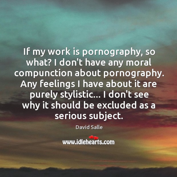 If my work is pornography, so what? I don’t have any moral Image