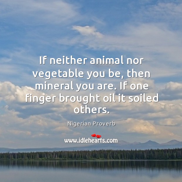 If neither animal nor vegetable you be, then mineral you are. Nigerian Proverbs Image