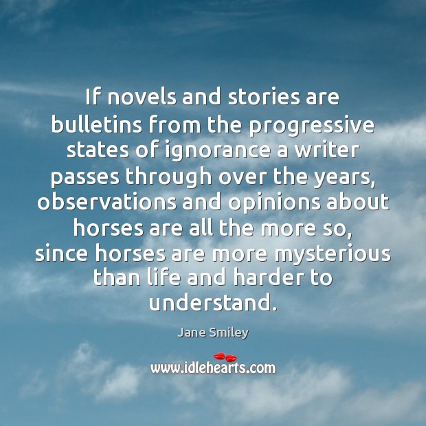 If novels and stories are bulletins from the progressive states of ignorance 
