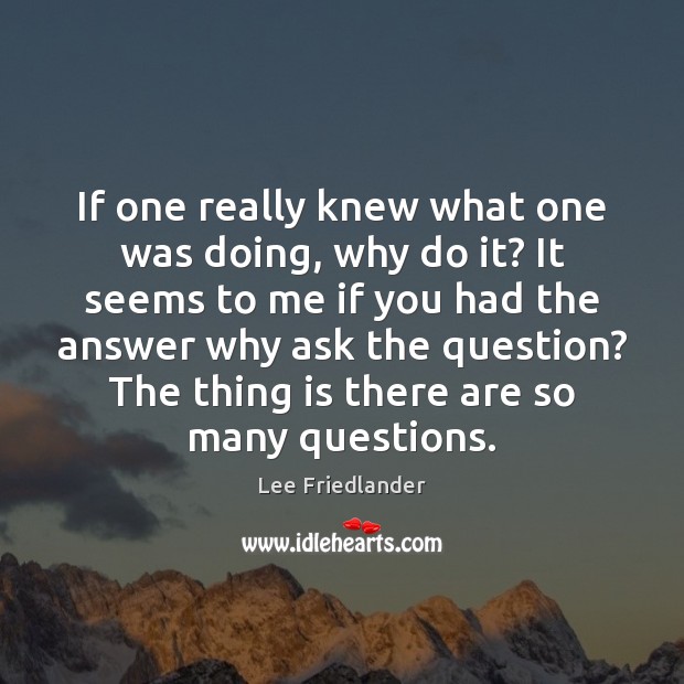 If one really knew what one was doing, why do it? It Image