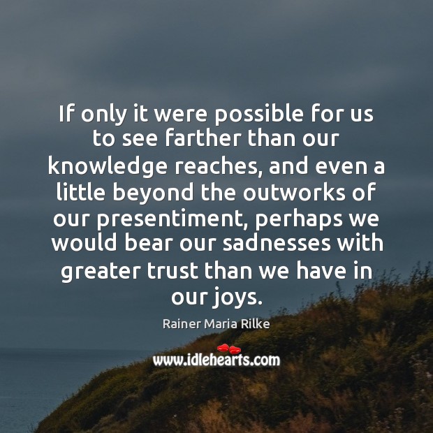 If only it were possible for us to see farther than our Rainer Maria Rilke Picture Quote