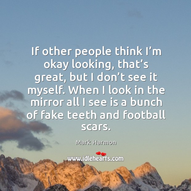 If other people think I’m okay looking, that’s great, but Mark Harmon Picture Quote