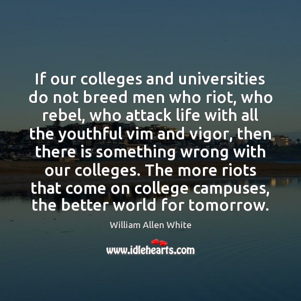 If our colleges and universities do not breed men who riot, who William Allen White Picture Quote
