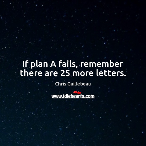 If plan A fails, remember there are 25 more letters. Chris Guillebeau Picture Quote